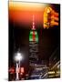 NYC Urban Street Scene - The Empire State Building at Night with a Red Light-Philippe Hugonnard-Mounted Photographic Print