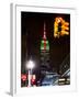 NYC Urban Street Scene - The Empire State Building at Night with a Red Light-Philippe Hugonnard-Framed Photographic Print