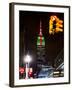 NYC Urban Street Scene - The Empire State Building at Night with a Red Light-Philippe Hugonnard-Framed Photographic Print