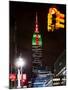 NYC Urban Street Scene - The Empire State Building at Night with a Red Light-Philippe Hugonnard-Mounted Photographic Print