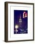 NYC Urban Street Scene - The Empire State Building at Night with a Red Light-Philippe Hugonnard-Framed Art Print