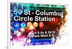 NYC Watercolor Collection - 59St Columbus Circle Station-Philippe Hugonnard-Framed Art Print