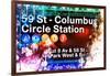 NYC Watercolor Collection - 59St Columbus Circle Station-Philippe Hugonnard-Framed Art Print