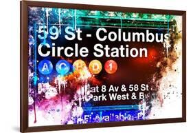 NYC Watercolor Collection - 59St Columbus Circle Station-Philippe Hugonnard-Framed Art Print