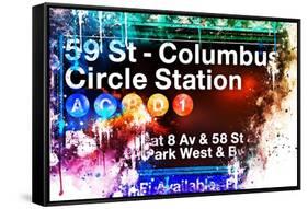 NYC Watercolor Collection - 59St Columbus Circle Station-Philippe Hugonnard-Framed Stretched Canvas