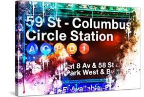 NYC Watercolor Collection - 59St Columbus Circle Station-Philippe Hugonnard-Stretched Canvas