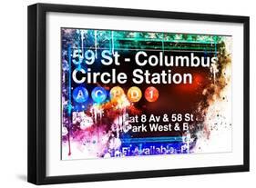 NYC Watercolor Collection - 59St Columbus Circle Station-Philippe Hugonnard-Framed Art Print