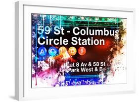 NYC Watercolor Collection - 59St Columbus Circle Station-Philippe Hugonnard-Framed Art Print