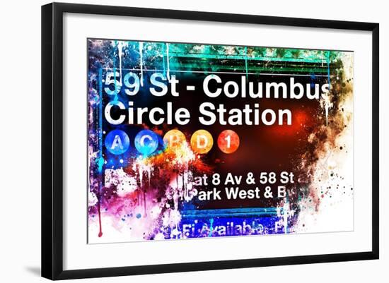 NYC Watercolor Collection - 59St Columbus Circle Station-Philippe Hugonnard-Framed Art Print