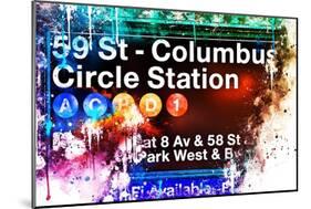 NYC Watercolor Collection - 59St Columbus Circle Station-Philippe Hugonnard-Mounted Premium Giclee Print