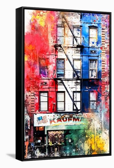 NYC Watercolor Collection - American Flag-Philippe Hugonnard-Framed Stretched Canvas