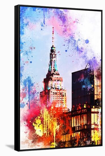 NYC Watercolor Collection - At the Top of the Empire-Philippe Hugonnard-Framed Stretched Canvas