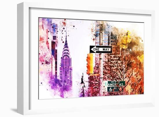 NYC Watercolor Collection - Avenue of the Americas-Philippe Hugonnard-Framed Art Print