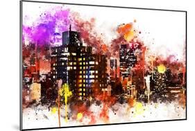 NYC Watercolor Collection - Black night on Manhattan-Philippe Hugonnard-Mounted Art Print