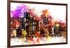 NYC Watercolor Collection - Black night on Manhattan-Philippe Hugonnard-Framed Art Print