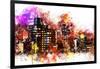 NYC Watercolor Collection - Black night on Manhattan-Philippe Hugonnard-Framed Art Print