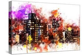 NYC Watercolor Collection - Black night on Manhattan-Philippe Hugonnard-Stretched Canvas