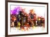 NYC Watercolor Collection - Black night on Manhattan-Philippe Hugonnard-Framed Art Print