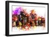 NYC Watercolor Collection - Black night on Manhattan-Philippe Hugonnard-Framed Premium Giclee Print