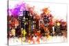 NYC Watercolor Collection - Black night on Manhattan-Philippe Hugonnard-Stretched Canvas