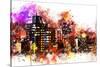 NYC Watercolor Collection - Black night on Manhattan-Philippe Hugonnard-Stretched Canvas