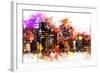 NYC Watercolor Collection - Black night on Manhattan-Philippe Hugonnard-Framed Art Print