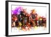 NYC Watercolor Collection - Black night on Manhattan-Philippe Hugonnard-Framed Art Print