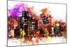 NYC Watercolor Collection - Black night on Manhattan-Philippe Hugonnard-Mounted Art Print