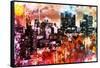 NYC Watercolor Collection - Black Skyscrapers-Philippe Hugonnard-Framed Stretched Canvas