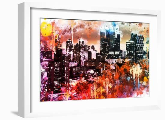 NYC Watercolor Collection - Black Skyscrapers-Philippe Hugonnard-Framed Art Print