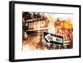 NYC Watercolor Collection - Broadway One Way-Philippe Hugonnard-Framed Art Print