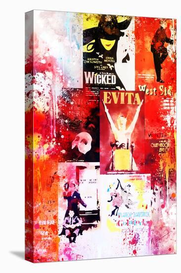 NYC Watercolor Collection - Broadway Shows II-Philippe Hugonnard-Stretched Canvas