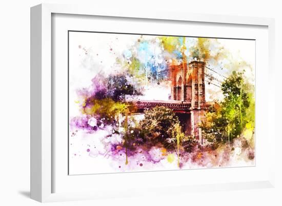 NYC Watercolor Collection - Brooklyn Bridge-Philippe Hugonnard-Framed Art Print