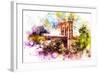 NYC Watercolor Collection - Brooklyn Bridge-Philippe Hugonnard-Framed Art Print