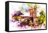 NYC Watercolor Collection - Brooklyn Bridge-Philippe Hugonnard-Framed Stretched Canvas