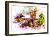 NYC Watercolor Collection - Brooklyn Bridge-Philippe Hugonnard-Framed Premium Giclee Print