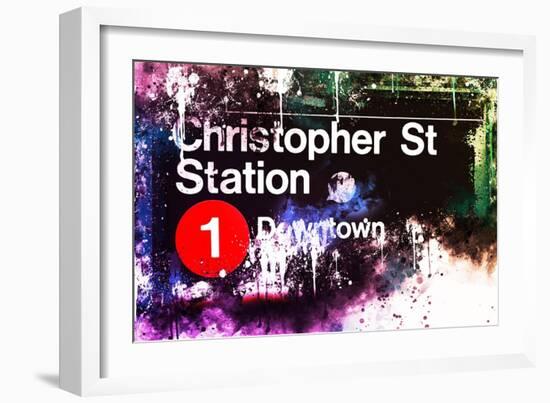 NYC Watercolor Collection - Christopher St Station-Philippe Hugonnard-Framed Art Print