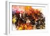 NYC Watercolor Collection - Colorful Night-Philippe Hugonnard-Framed Art Print