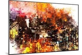 NYC Watercolor Collection - Colorful Night-Philippe Hugonnard-Mounted Art Print