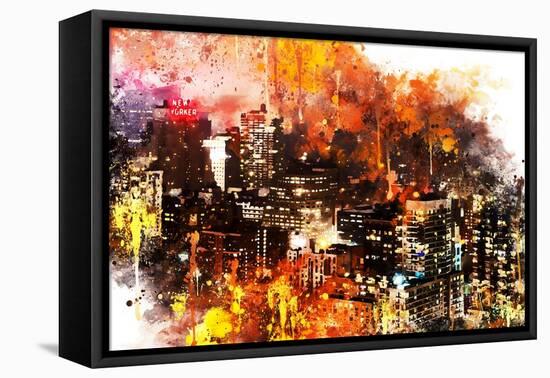 NYC Watercolor Collection - Colorful Night-Philippe Hugonnard-Framed Stretched Canvas