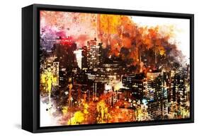 NYC Watercolor Collection - Colorful Night-Philippe Hugonnard-Framed Stretched Canvas