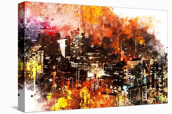 NYC Watercolor Collection - Colorful Night-Philippe Hugonnard-Stretched Canvas
