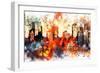 NYC Watercolor Collection - Colors of Manhattan-Philippe Hugonnard-Framed Premium Giclee Print
