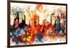 NYC Watercolor Collection - Colors of Manhattan-Philippe Hugonnard-Framed Art Print