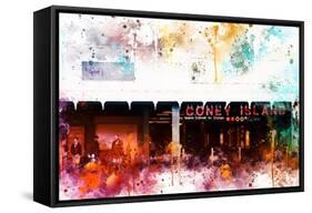 NYC Watercolor Collection - Coney Island Station-Philippe Hugonnard-Framed Stretched Canvas