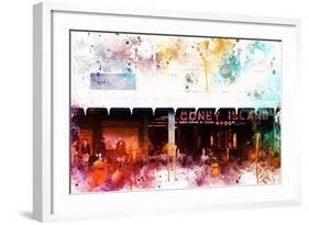 NYC Watercolor Collection - Coney Island Station-Philippe Hugonnard-Framed Art Print