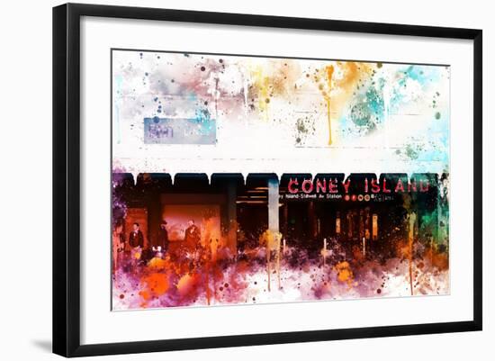 NYC Watercolor Collection - Coney Island Station-Philippe Hugonnard-Framed Art Print