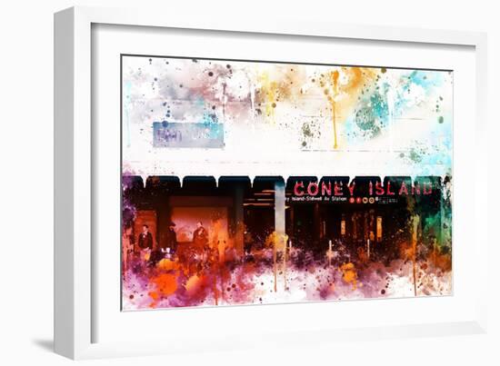 NYC Watercolor Collection - Coney Island Station-Philippe Hugonnard-Framed Art Print