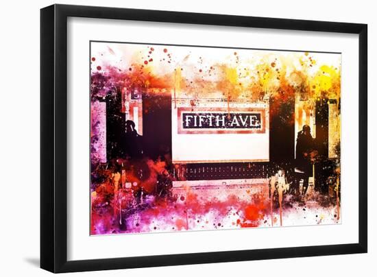 NYC Watercolor Collection - Fifth Avenue Station-Philippe Hugonnard-Framed Art Print