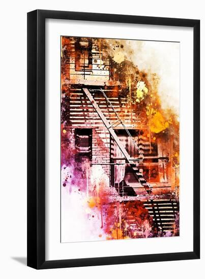 NYC Watercolor Collection - Fire Escape-Philippe Hugonnard-Framed Art Print